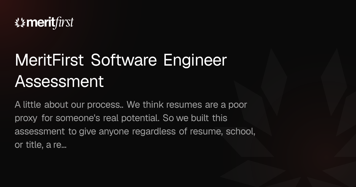 MeritFirst Software Engineer Assessment - MeritFirst