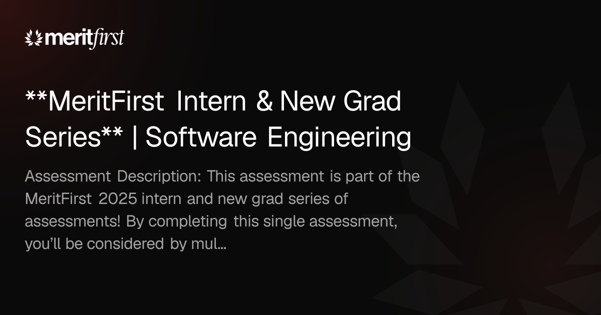 **MeritFirst Intern & New Grad Series** | Software Engineering - MeritFirst