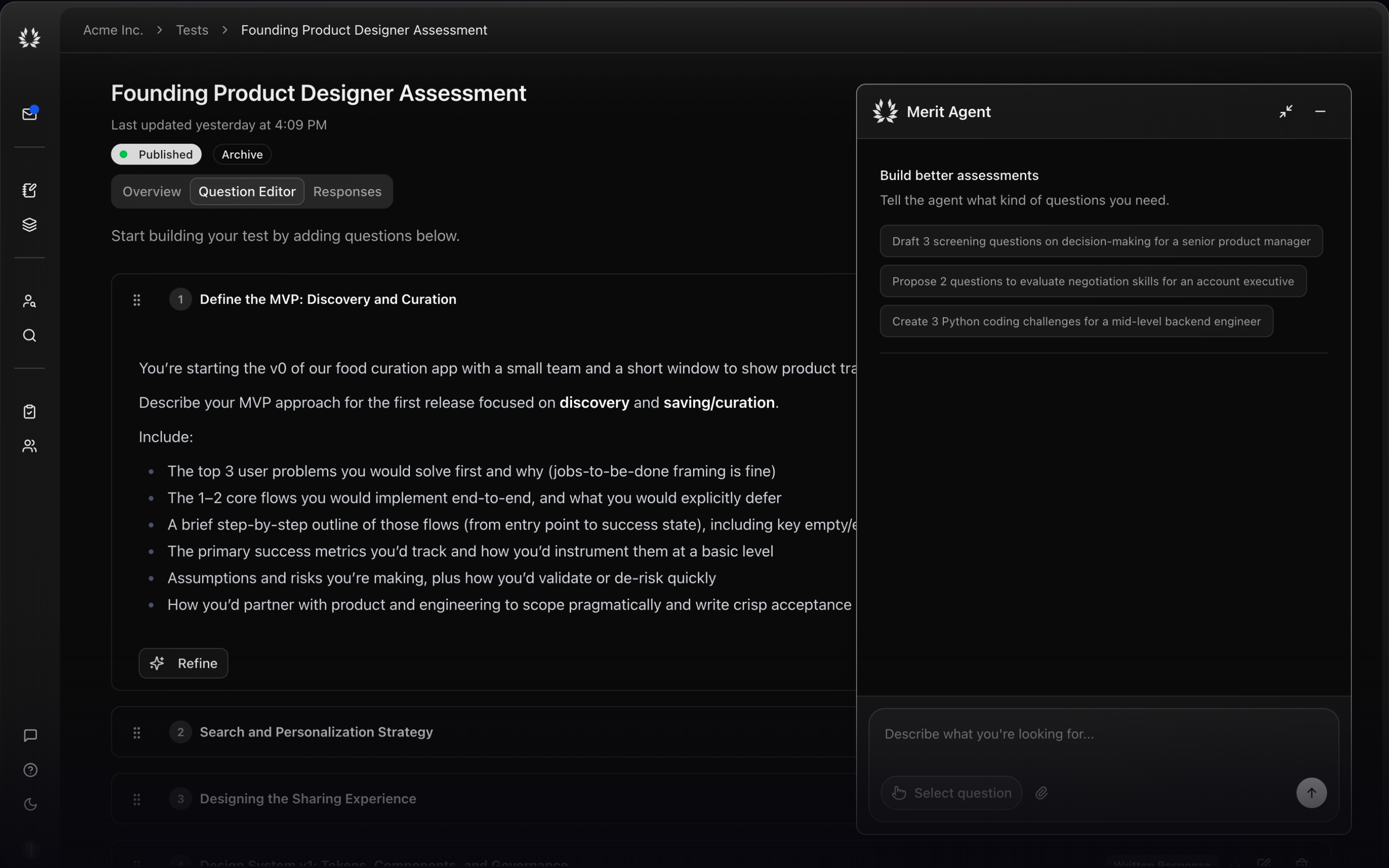 AI-powered skills assessment builder — create custom pre-employment tests with intelligent question generation for any role